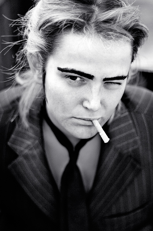 Portrait of a woman smoking